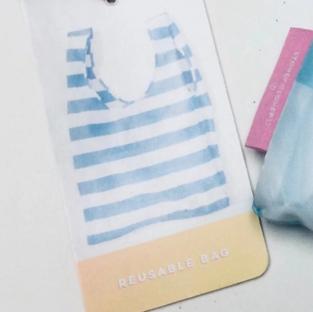 NWT Stoney Clover Lane x Target Blue Striped Reusable Tote Bag Foldable